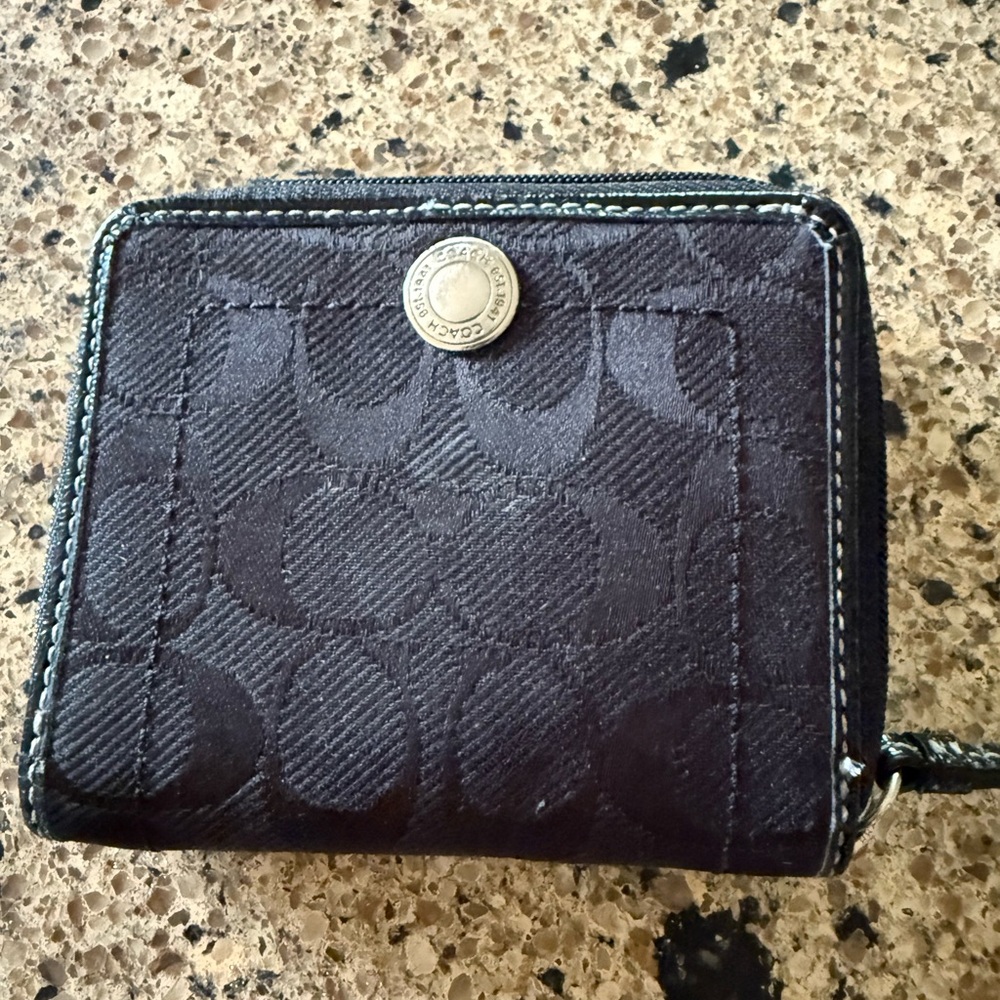 Coach Black Wallet with Silver Button